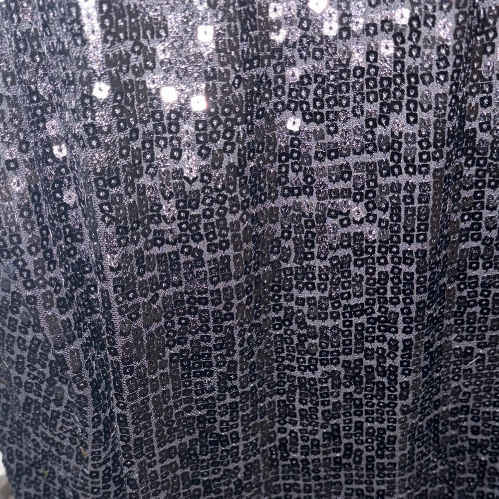 Black Sequin Halter Top with 2 button closure at neck in back - Picture 3 of 4